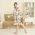 thumbnail image 4 of FORMRS Niños Bathrobe Unisex Hooded Robe Soft Plush Pajamas Sleepwear, Size 7-9T, Beige Apple Pattern, 4 of 7