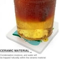thumbnail image 4 of GZHJMY Square Drink Coasters, 6 Pcs Spring Elements Flower Leaf Absorbent Ceramic Coffee Coasters for Drinks with Cork Base Housewarming Gift for Home Decor, 4 of 6