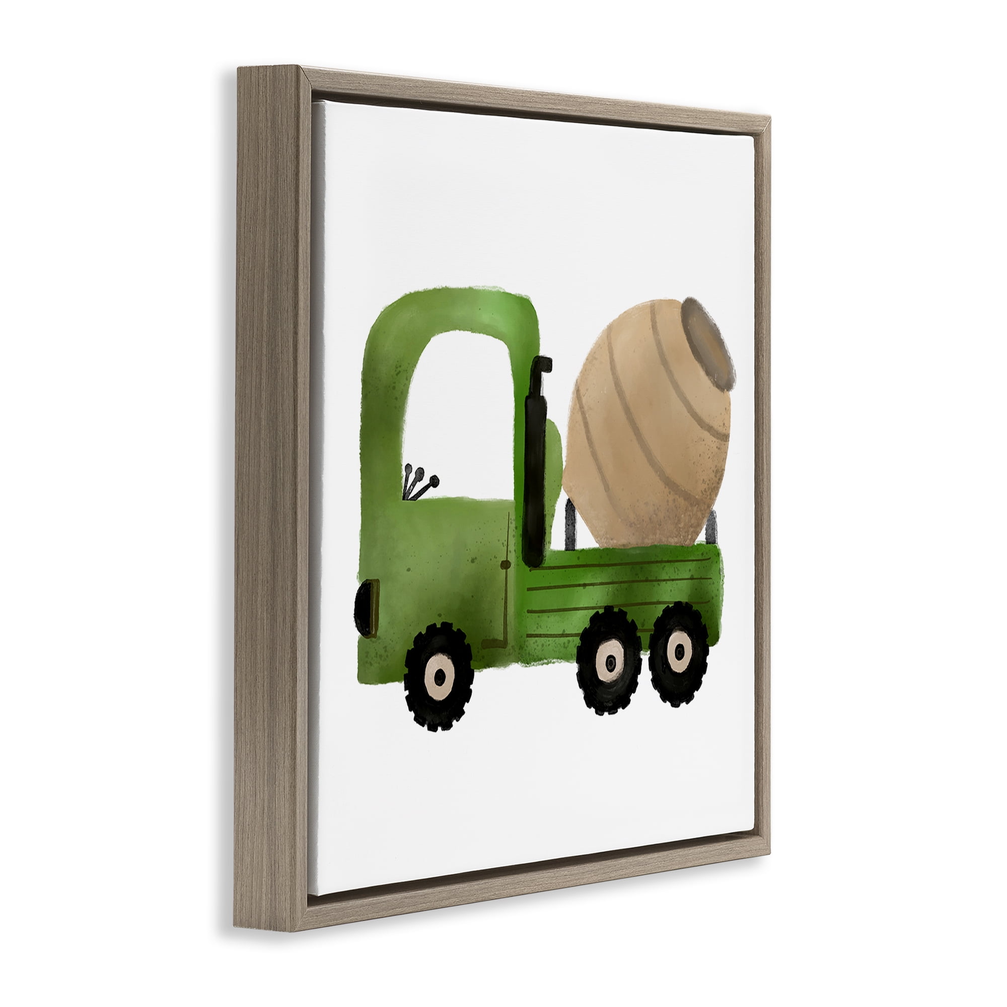 Stupell Industries Construction Truck Vehicle Transportation Painting Brown Floater Framed Canvas Art Print Wall Art, 25 x 25