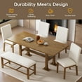 thumbnail image 5 of Harper & Bright Designs 6 Pieces Dining Table Set with Bench for 6, Kitchen Table Set with Storage Drawer and 4 Upholstered Dining Chairs, Dark Brown, 5 of 18