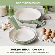 GreenPan Essence 3-Piece Fry Pan Set - 7, 9.5 & 11 Ceramic Nonstick, Oven Safe, Dishwasher Safe, Green