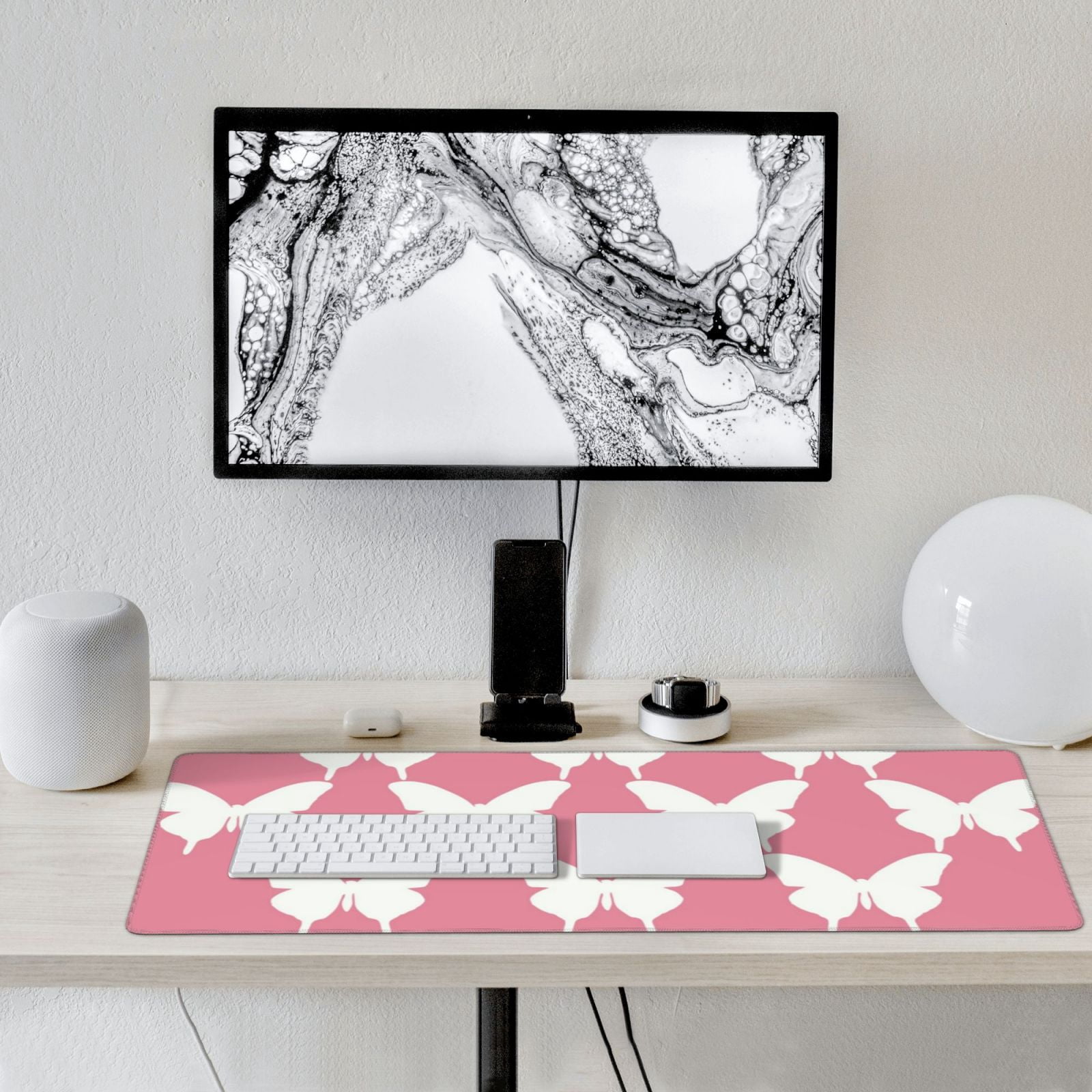 Xecao Butterfly 2 Print Large Mouse Pad, 16x35.5in Mousepad, Professional Non-Slip Rubber Base Big Mouse Pad, Mouse Pad for Gaming & Office Full Desk Mouse Pad