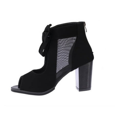 

jsaierl New Fashion Sandals Boots Hollow Bow Ladies Sandals Back Zipper Fish Mouth Ladies Shoes