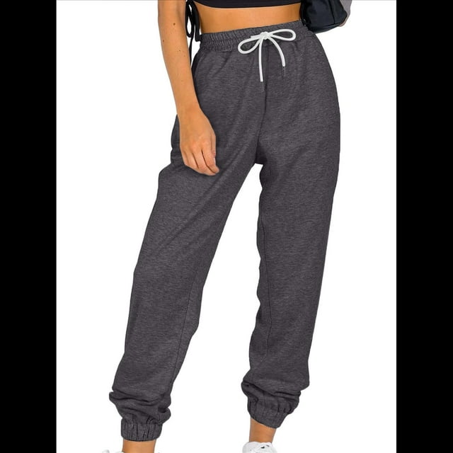 Pantalones Deportivos Holgados para Mujer, de Otoño, para Entrenamiento, de Cintura Alta, Cómodos y Deportivos. Gris Oscuro M