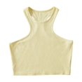 thumbnail image 2 of BLVB Women's Ribbed Knit Sleeveless Round Neck Slim Fitted Basic Crop Tank Top Stretch Racerback Tank Shirts for Summer, 2 of 3