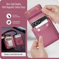 thumbnail image 5 of ShieldPlus Small Cell Phone Bag for Samsung Z Flip 6/5/4/3, Wallet Crossbody with RFID Blocking Card Holder Mini Bag for Motorola Razr 2024, PU Leather Earphone Bag for AirPods/Galaxy Buds,Red, 5 of 8