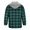 thumbnail image 4 of CHEEREAM Men's Flannel Jacket Hooded Plaid Jackets Cotton Sherpa Lined Jacket Winter Button Down Jackets with Pockets Green 3XL, 4 of 5