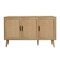 thumbnail image 2 of LuxenHome Rattan Buffet Cabinet with Storage, 47" Light Oak Finish Wood Accent Sideboard Cabinet with 3-Door, Boho Coffee Bar Console Table Cabinets for Kitchen, Hallway, Entry, Living Room, 2 of 14