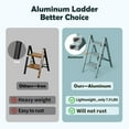 thumbnail image 2 of 3 Step Ladder,Aluminum Lightweight Folding 3 Step Stool with Anti-Slip Wide Pedal,330lbs Capacity Step Ladder for Household,Kitchen,Office - Serene Blue, 2 of 16