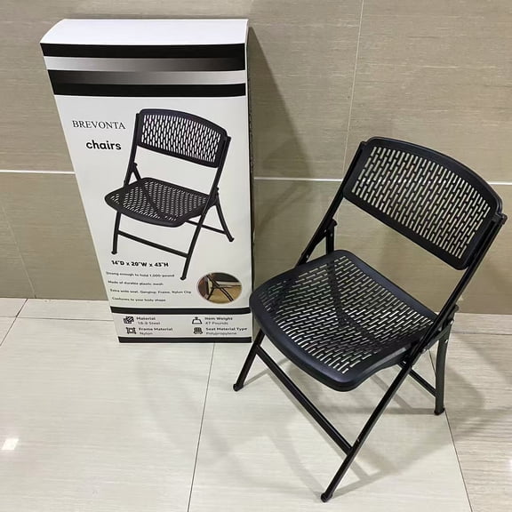BREVONTA chairs,Folding Chair, 18-8 Steel, Black