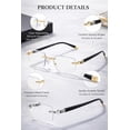 thumbnail image 6 of 2 Pack Rimless Reading Glasses Men Women Metal Frame Lightweight Square Readers Office Home, 6 of 9