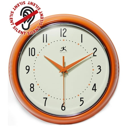 UPC 731742000941 product image for Infinity Instruments 9.5In Retro Analog Aluminum Metal Wall Clock  Orange | upcitemdb.com