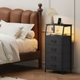 thumbnail image 3 of Eunos Black Tall Nightstand with Charging Station and LED for Bedroom, 4 Drawer with Storage Shelfs, 3 of 8