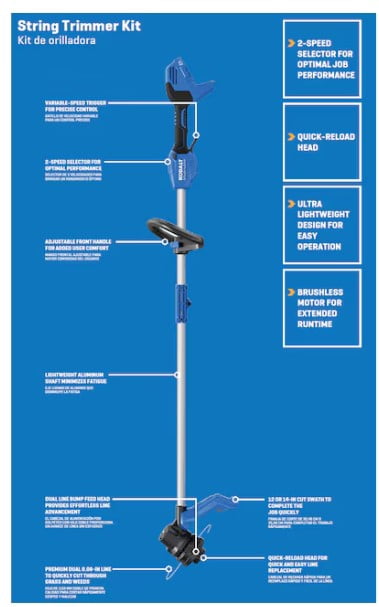 Kobalt 24-volt 14-in Straight Shaft Battery String Trimmer 4.0 Ah (Battery Included) (Charger Included)