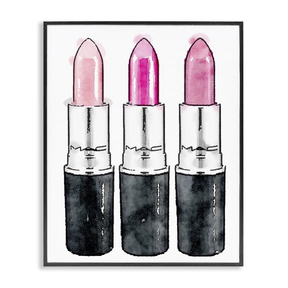 Stupell Industries Art Deco Three Pink Lipsticks Black Framed Giclee Art, 24 x 30, by Amanda Greenwood