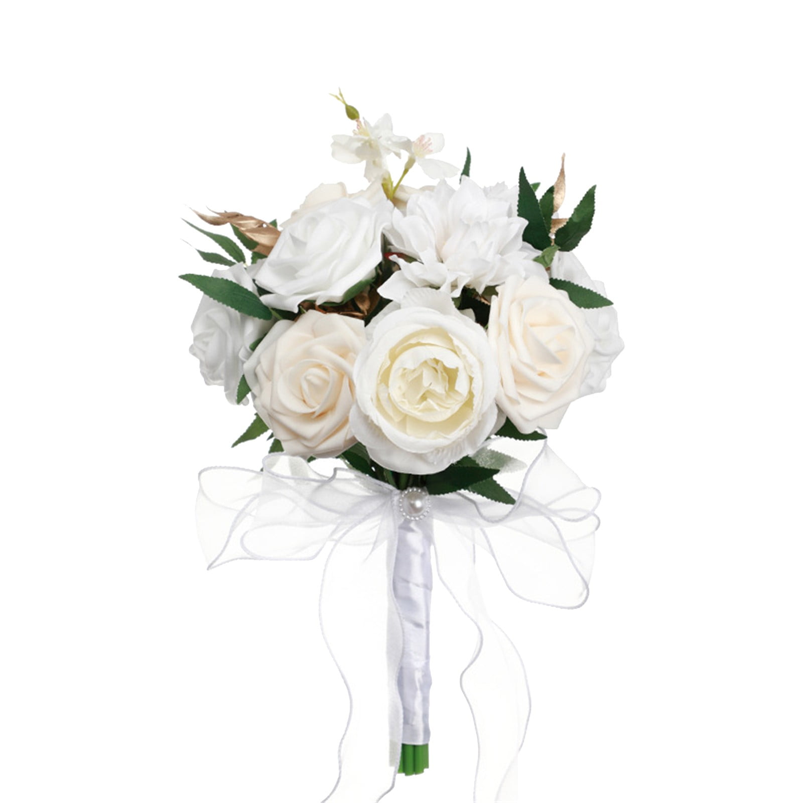 FXMLRLK 1 Pack Dusty Blue Wedding Bouquets for Bride Bridesmaid, White Wedding Artificial Flowers for Wedding Bouquets Ceremony, Anniversary