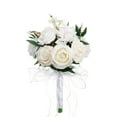 thumbnail image 2 of Wedding Bouquets for Bride Verdsylv Artificial Bridal Bouquet, Realistic Silk Rose Wedding Bouquet with Greenery for Bride, Flower Girl, Ceremony Decor, Faux Holder Flowers, Wedding Decoration, White, 2 of 8