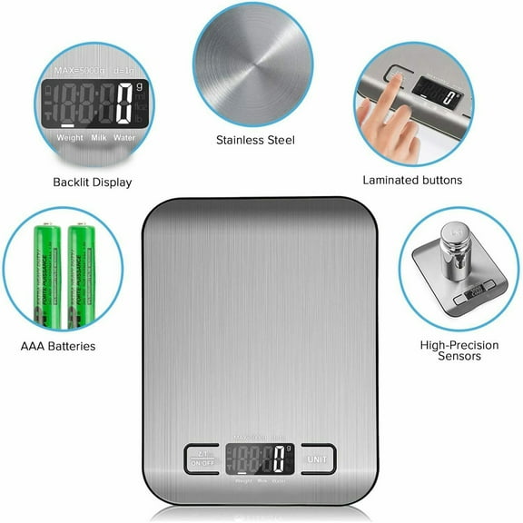 LCD Electronic Digital Kitchen Scale Cooking Weighing Food Scale 5KG/11LBS x 1g