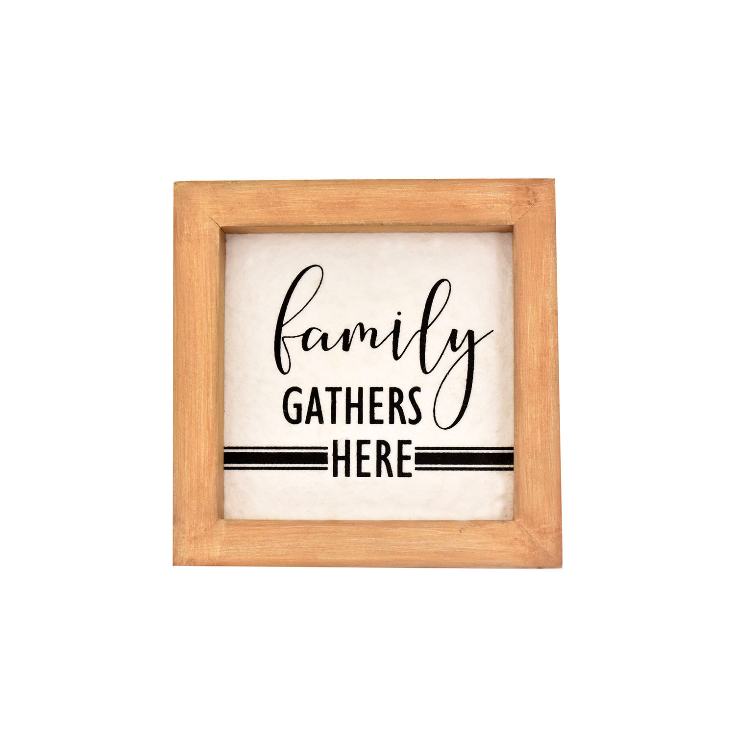 Parisloft Family Gathers Here Wood Sign, Mini Farmhouse Tabletop Decor
