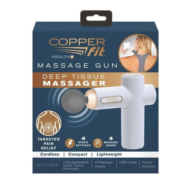 Copper Fit Unisex Adult Massage Gun, Rechargeable with 4 Massage