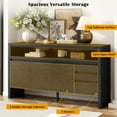 thumbnail image 4 of GZXS Black 3-Door Sideboard Buffet Cabinet with 3 Drawers and Semi-Open Shelf, 60-Inch Storage Credenza for Dining Room, Living Room, Entryway, 4 of 9