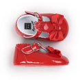 thumbnail image 2 of Newborn Baby Girl Soft Crib Shoes Infants Anti-slip Sneaker Prewalker Kids PU Leather Bow Buckle First Walkers Soft Soles Non-slip Footwear Crib Shoes,Red, 12-18M, 2 of 8