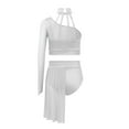 thumbnail image 4 of TiaoBug Big Girl's Lyrical Dance Outfit Latin Jazz Modern Contemporary Dress One Shoulder Crop Top with Irregular Skirt White 16, 4 of 6