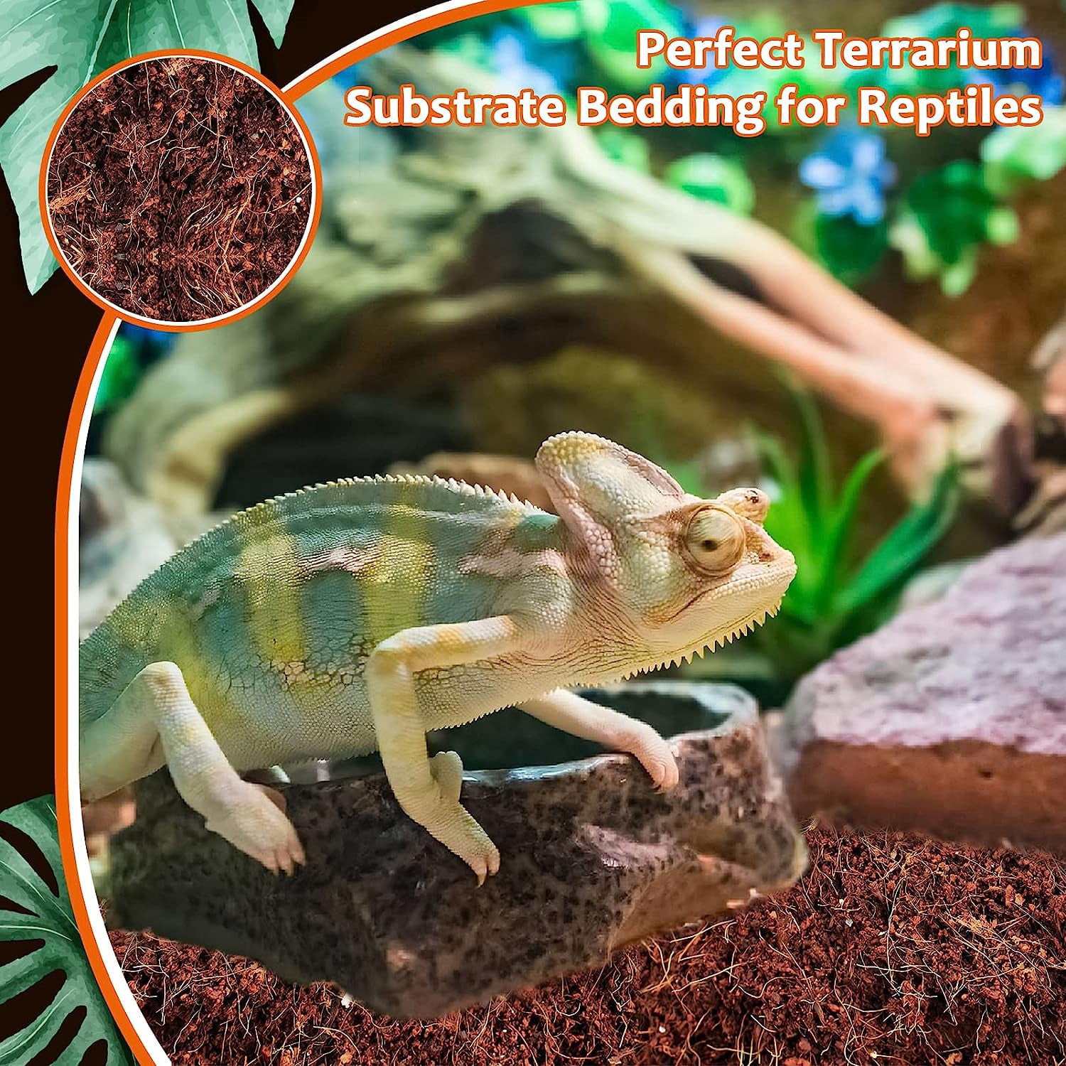 2 Pack Natural Coconut Fiber Substrate for Reptile- Premium Compressed Coconut Husk Terrarium Bedding for Reptile, Tortoise, Frogs, Snakes Hermit Crabs, Burrowing Animals