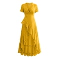 thumbnail image 5 of Lenpel Summer Dresses for Women Dressy Casual V Neck Beach Dresses Flowy Ruffle Asymmetric Hem Short Sleeve Maxi Sundresses, 5 of 5