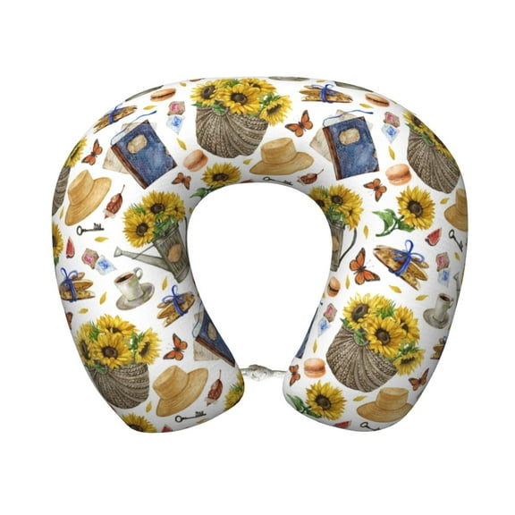 Easygdp Picnic Travel Pillow Memory Foam, Head Neck Support Airplane Pillow for Traveling, Car, Home, Travel Neck Flight Pillow