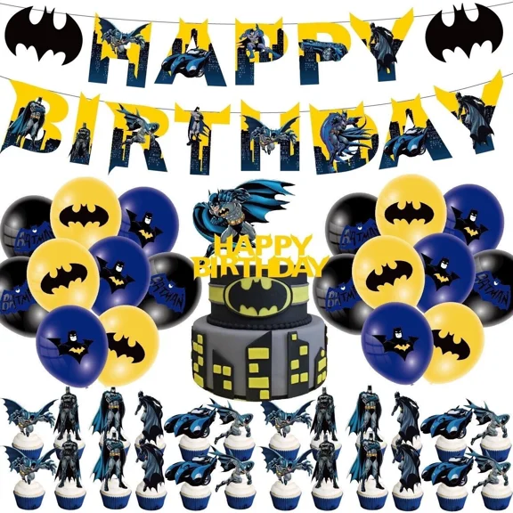 Superheroes Batman Theme Birthday Party Decorate Supplies Set
