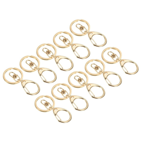 Uxcell Key Chain Rings D Ring Clasps Keyring Holder for Arts DIY, Gold 10 Pack