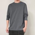 thumbnail image 5 of PNTUTB Autumn/Winter Men's Fashion Solid Color Crew Neck Long Sleeve Casual Versatile Top, 5 of 5