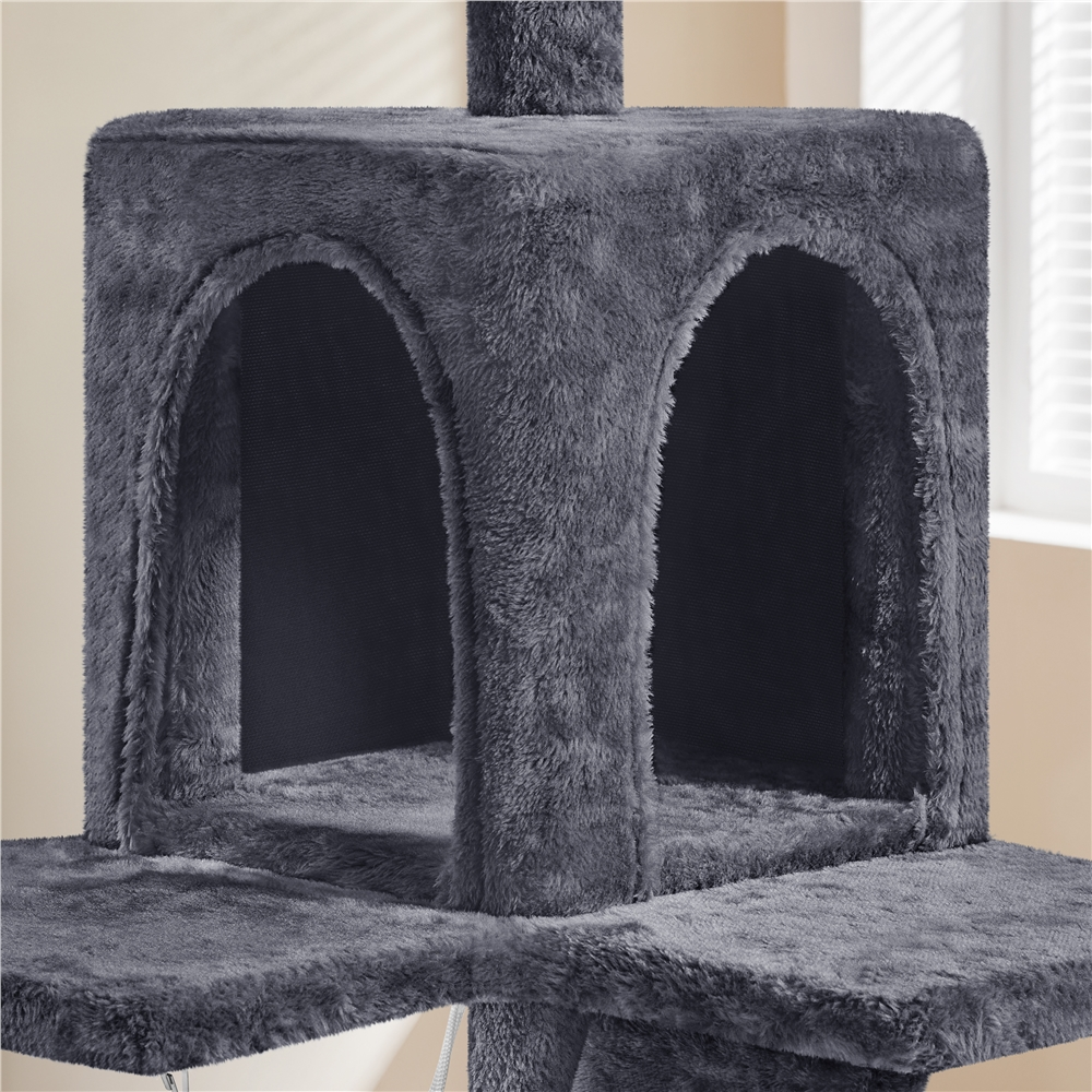 Alden Design 54" Cat Tree with Hammock, Basket, and Scratching Posts, Dark Gray photo 5