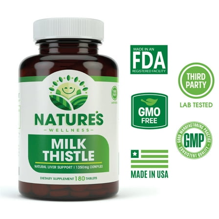 Milk Thistle 1350mg - 180 Count - Standardized Silymarin Extract for Maximum Liver Support - Detox, Cleanse & Maintain Your Liver