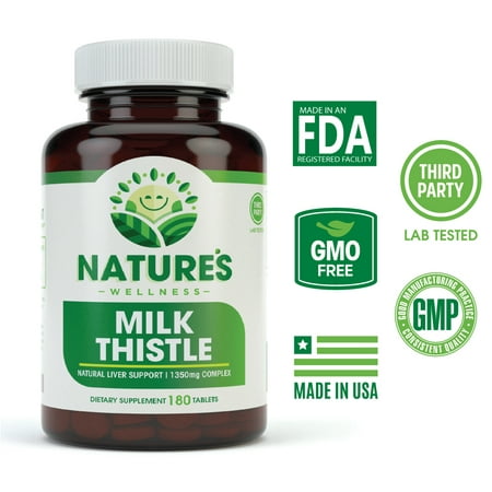 Milk Thistle 1350mg - 180 Count - Standardized Silymarin Extract for Maximum Liver Support - Detox, Cleanse & Maintain Your Liver