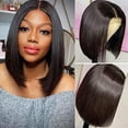 thumbnail image 3 of 13X4X1 Lace Frontal Wig Short Straight Bob Human Hair Wigs Brazilian Virgin Remy Human Hair T Part Lace Front Wigs Middle Part Wigs 6 Inches, 3 of 8