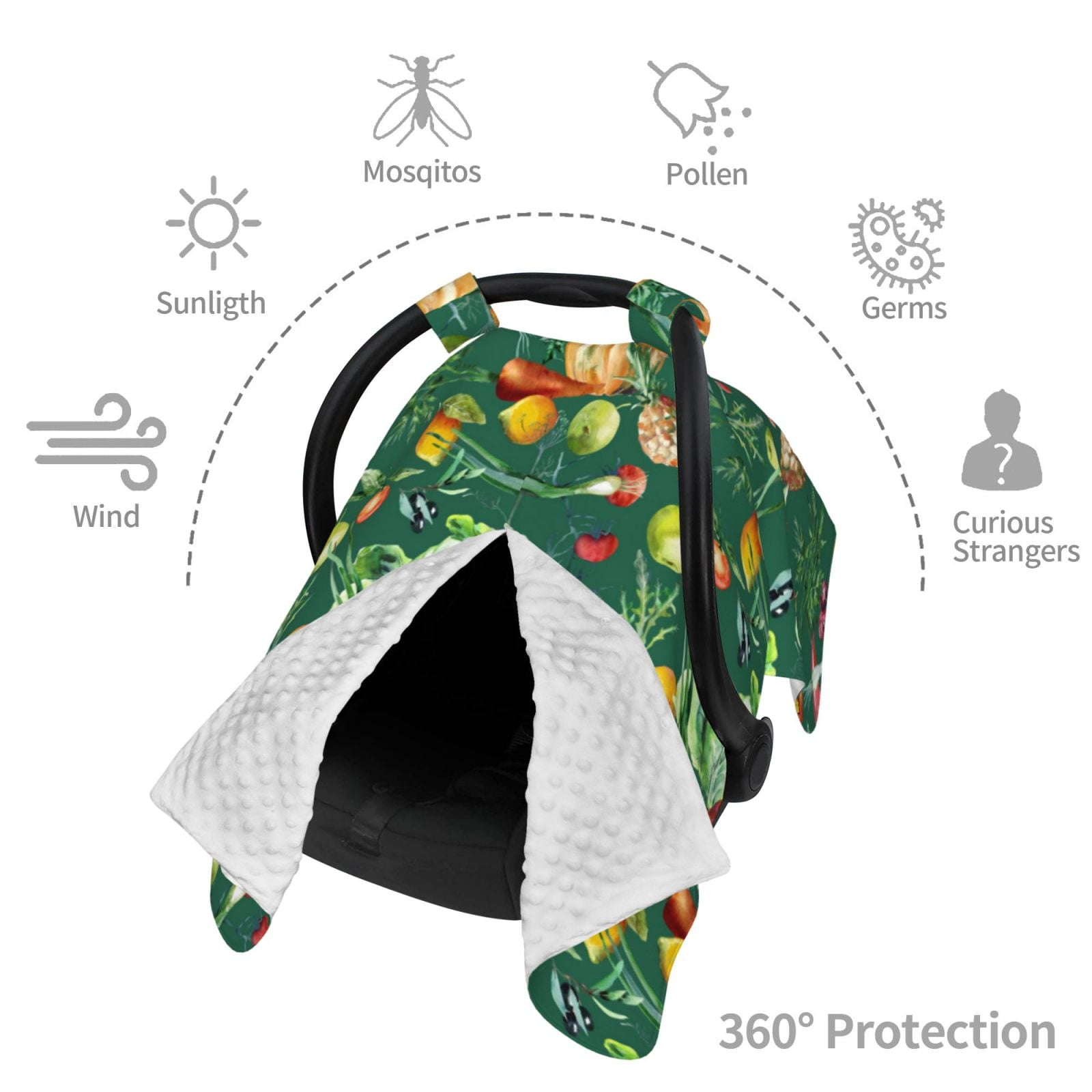 Naloa Vegan Baby Car Seat Cover, Breathable Baby Carrier Cover, Multiuse Baby Carrier Cover & Nursing Breastfeeding Cover