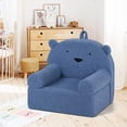 thumbnail image 3 of Infans Kids Bear Sofa Toddler Foam Couch with Soft Fleece Fabric Cover Navy, 3 of 7