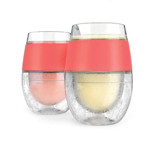 Cool Drinking Cups, Wine Freeze Coral Double Wall Insulated Cool Pint Glasses (Sold by Case