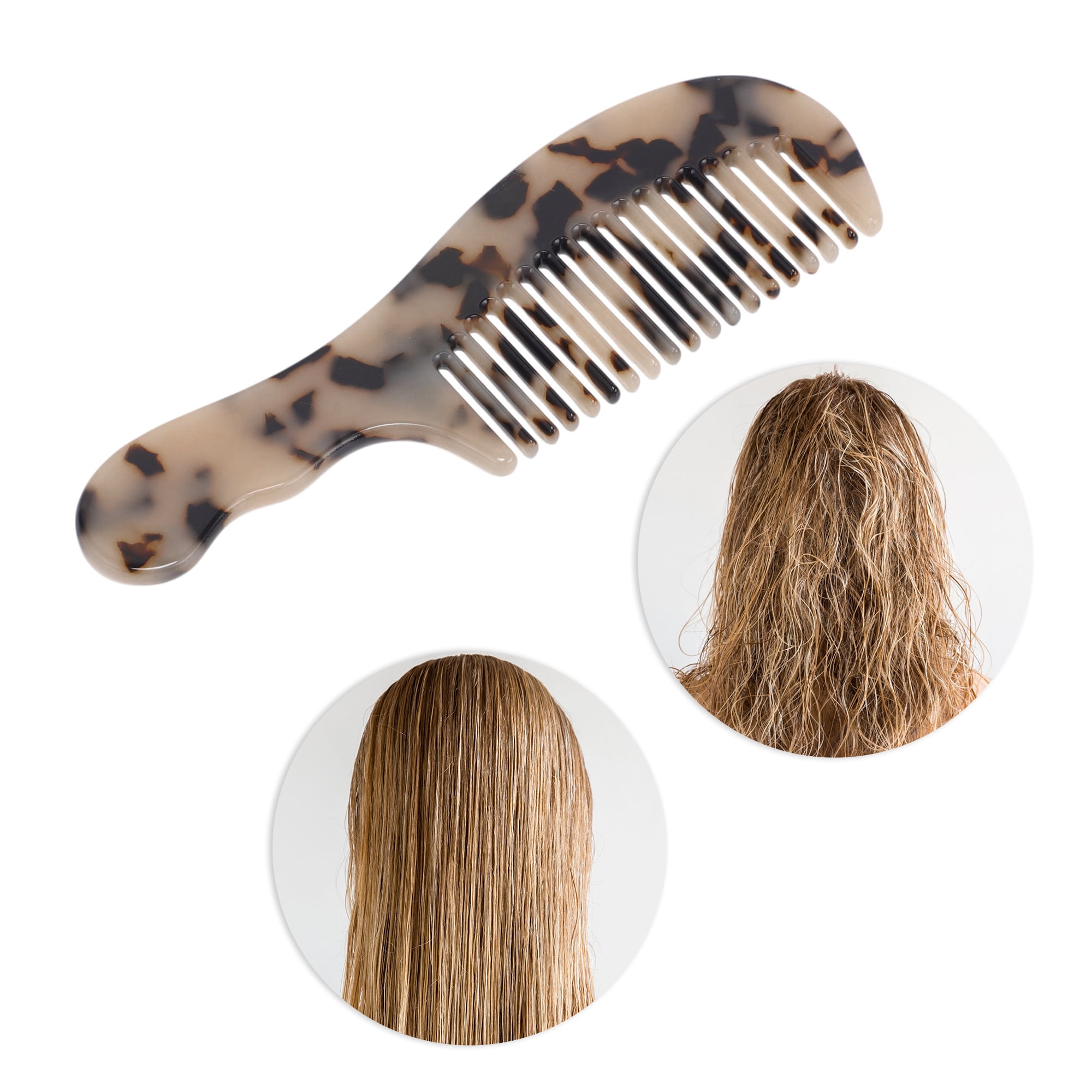 Unique Bargains Durable Marble Texture Large Tooth Comb 1 Pc Light Brown