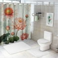 thumbnail image 7 of Shiartex  Yoga Shower Curtain, Pastel Colored Blooming Lotus Flower Romantic Fresh Garden Plant Spa Theme, Cloth Fabric Bathroom Decor Set with Hooks, Peach Green and White, 7 of 7