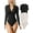Black,pumice Grey, variant on Women's 2 Piece Bodysuits Sexy Ribbed One Piece Zip Front Long Sleeve Tops Bodysuits