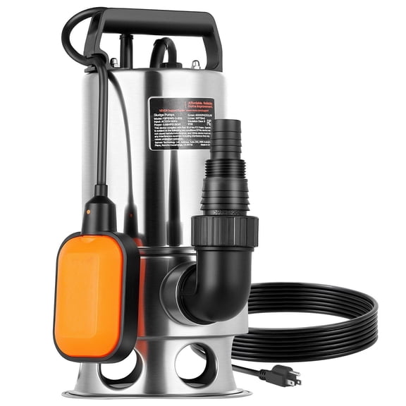 0.68 HP 4000 GPH Stainless Steel Submersible Sump Pump with Automatic Float Switch 30 ft Max Lift for Pool Garden Flooded Basement