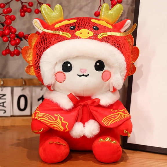 Red Auspicious Dragon Plush Toy 2026 Chinese New Year Stuffed Animal Soft Holiday Decoration Doll For Kids Childrens Cushion