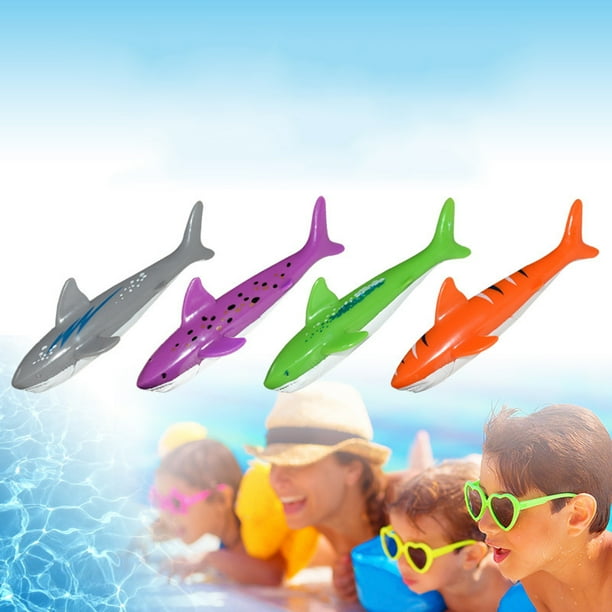 4pcs Diving Toy Pool Dive Shark Throwing Water Torpedo Underwater Fun For Children Kids