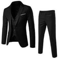 thumbnail image 3 of Asqwmvz Solid color casual business attire mens suit jacket Men’s Suit Slim 3 Piece Suit Business Wedding Party Jacket Vest & Pants Coat Black, 3 of 9