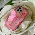 thumbnail image 6 of Girls Pink Butterfly Cartoon Phone Case for iPhone 16 15 14 13 12 Pro Max Cover, 6 of 10