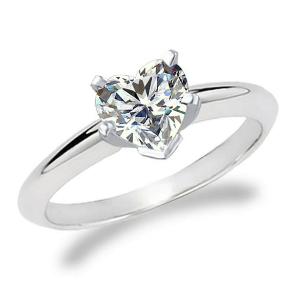 2 Carat IGI Certified Heart Cut Lab Grown Diamond 14K White Gold Solitaire Engagement Ring Size 3 (G-H Color, VS2 Clarity)
