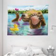 thumbnail image 1 of Animal Decor Tapestry, Happy Fancy Wild Bear in the Sea by the Beach with its Sunglass Candies Print, Wall Hanging for Bedroom Living Room Dorm Decor, 80W X 60L Inches, Multicolor, by Ambesonne, 1 of 2